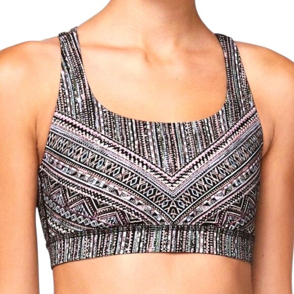 Lululemon Tribal Pace Energy Bra Womens 8 Pink Strappy Wireless Athleisure Gym - Picture 2 of 9